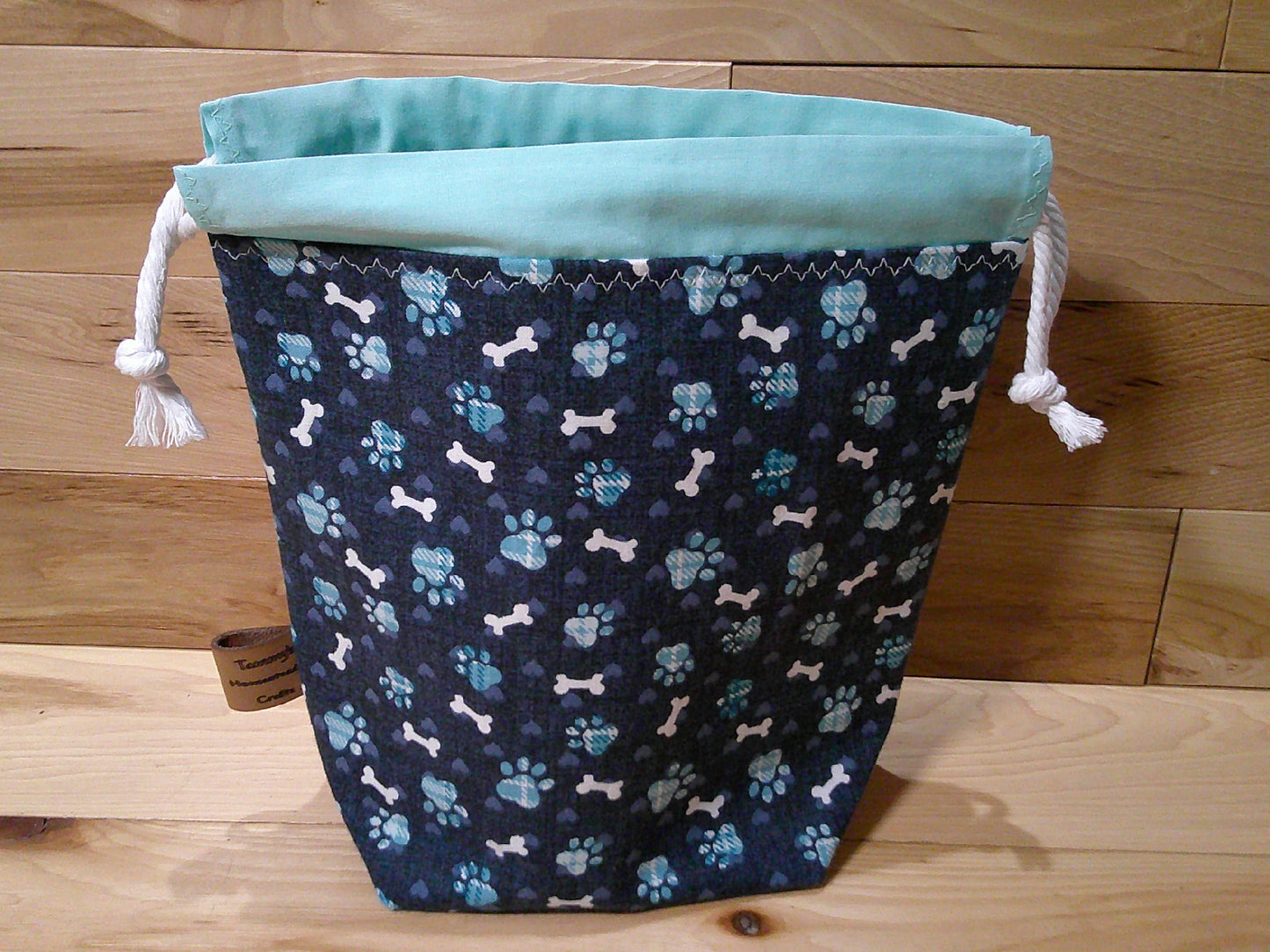 Paw print & bones w/ blue & aqua ~ project bags