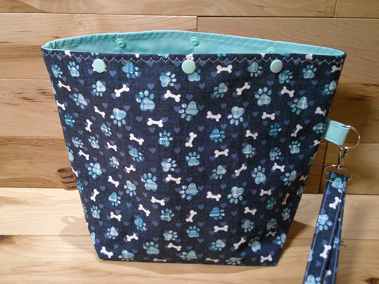 Paw print & bones w/ blue & aqua ~ project bags