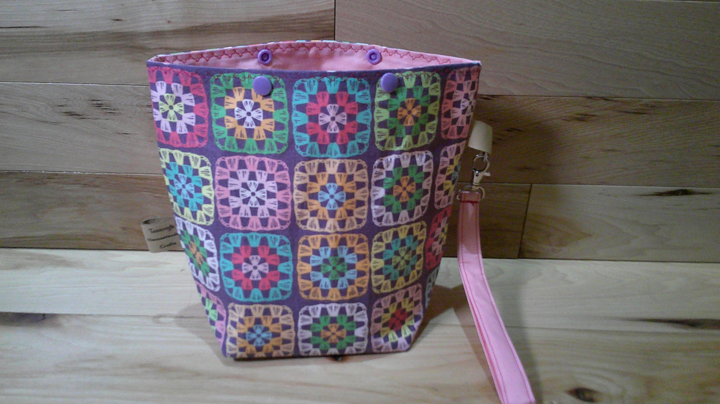 Purple Granny Square w/ pink ~ project bags