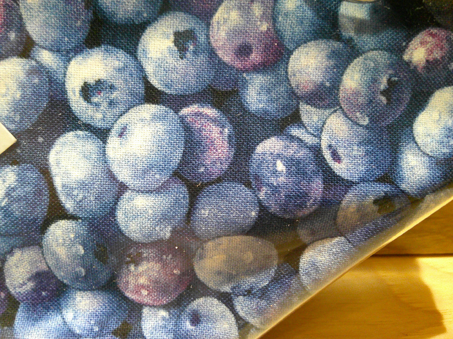 Notion's Bag Blueberries w/ basket weave fabric & blue zipper