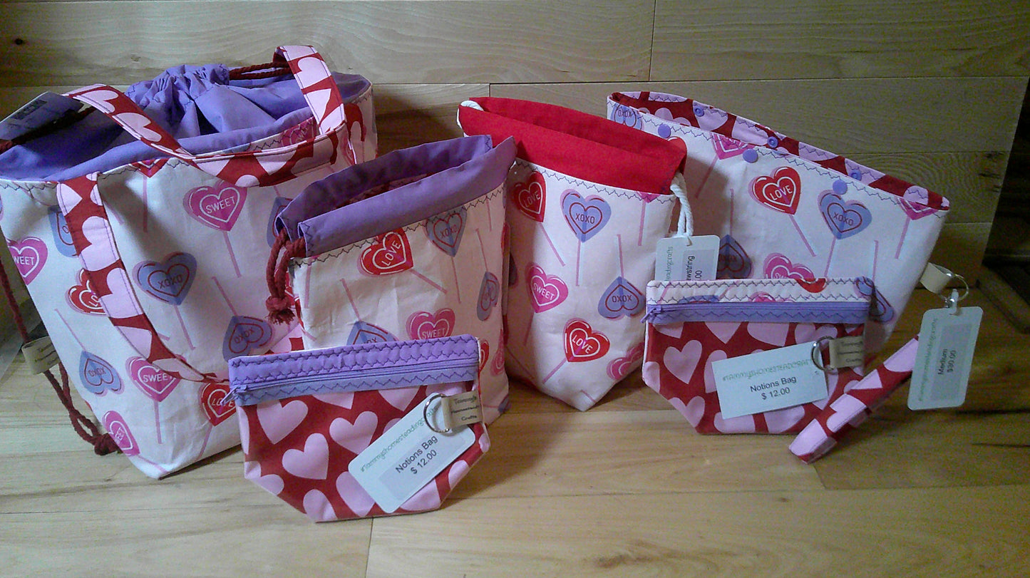 Big Conversation Hearts ~ project bags