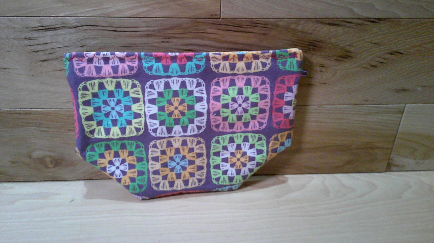 Purple Granny Square w/ pink ~ project bags