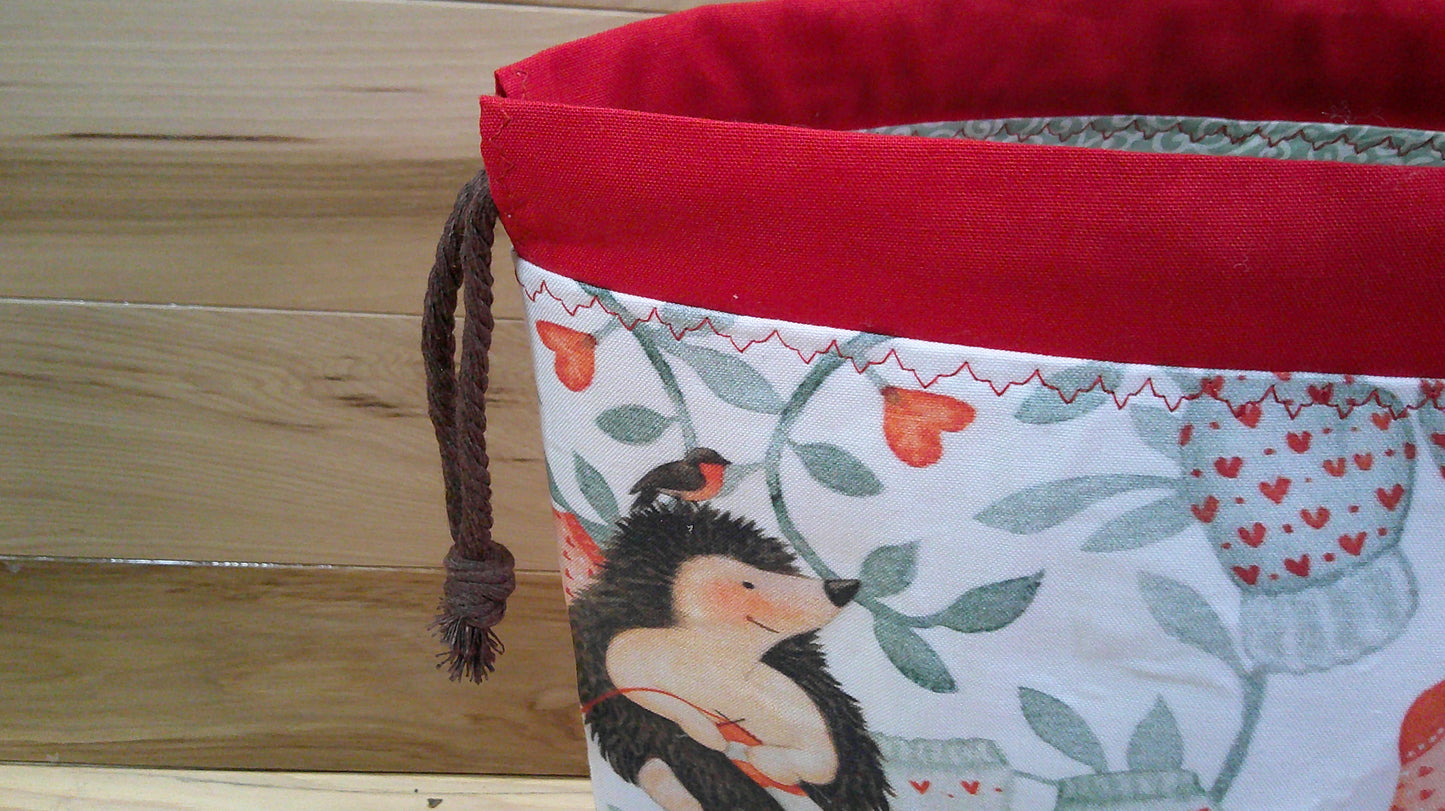 Knitting Hedgehogs w/ red ~ project bags