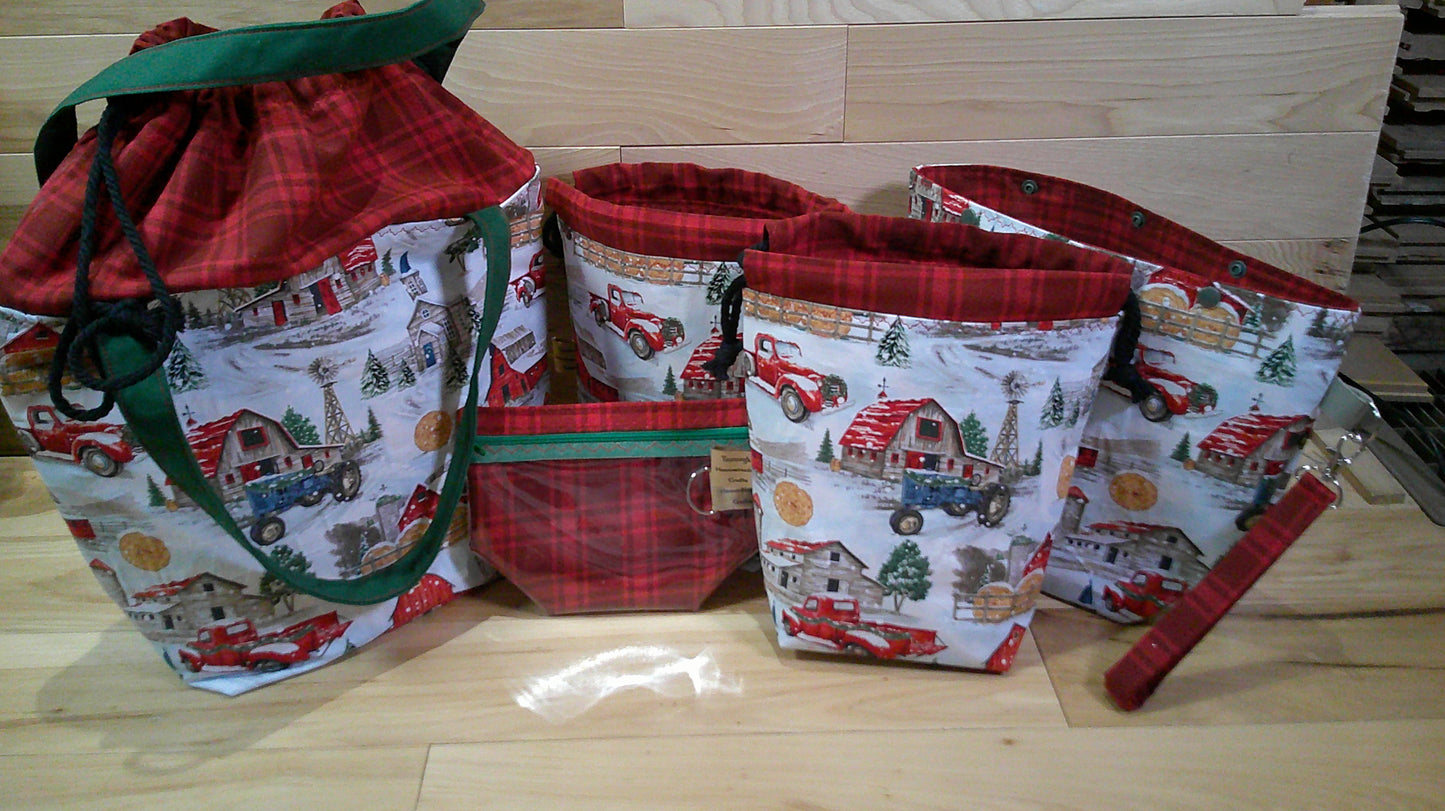 Winter Farm Scene w/ Truck, Tractor, & Barns ~ Project Bags