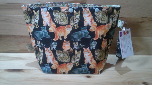 Cat w/ cat paws inside & snaps project bag