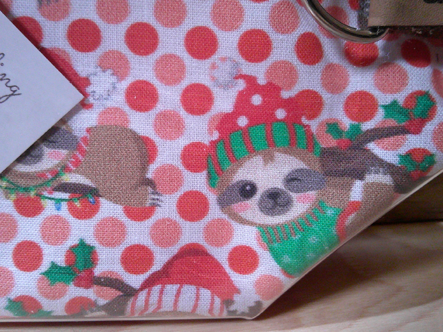 Santa Sloth w/ green & red project bags