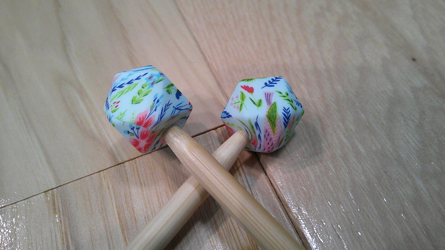 Blue Floral ~ hexagon ~ stitch stoppers