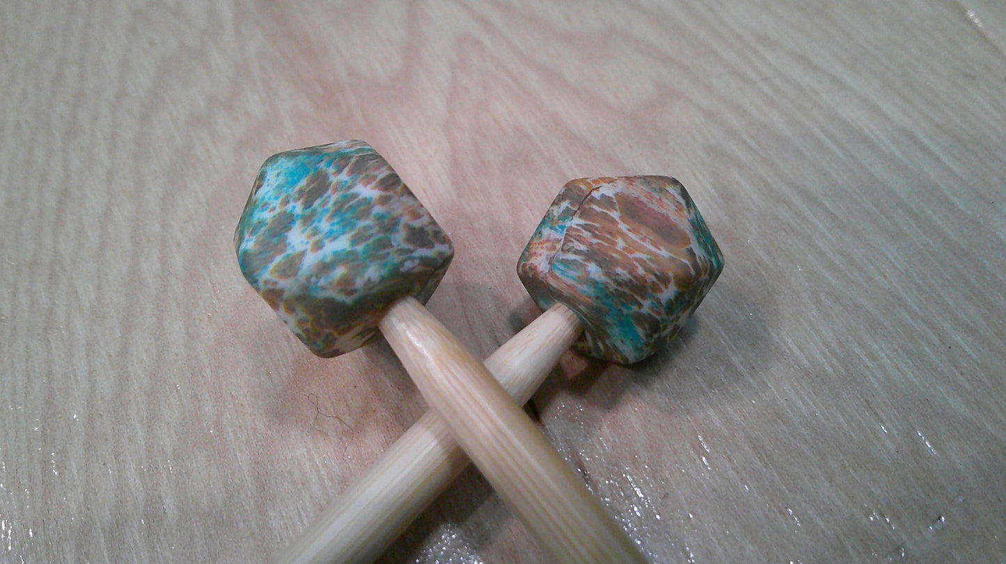 Turquoise Cow Print ~ hexagon ~ stitch stoppers