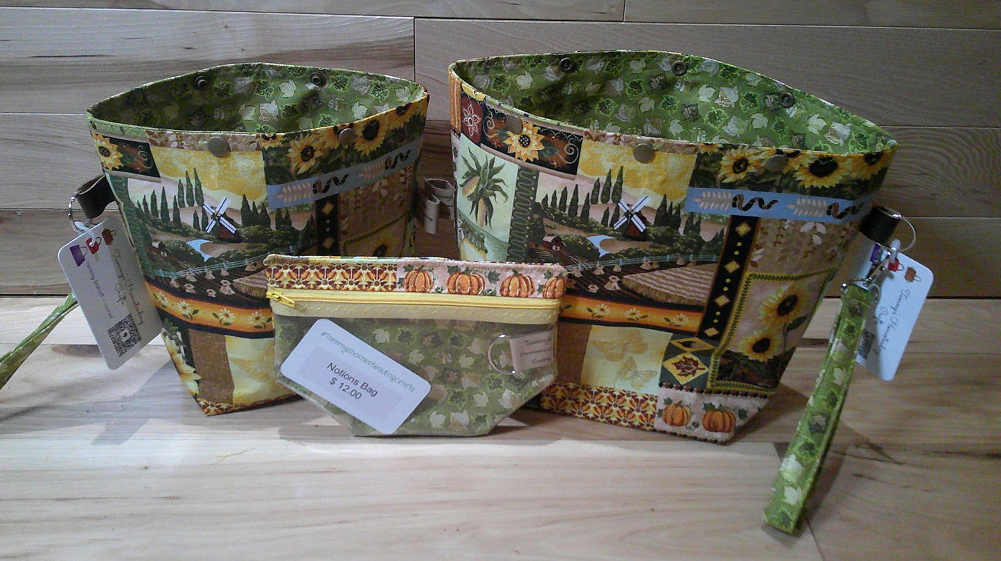 Quilt Block Fall Themes w/ leaves ~ project bags