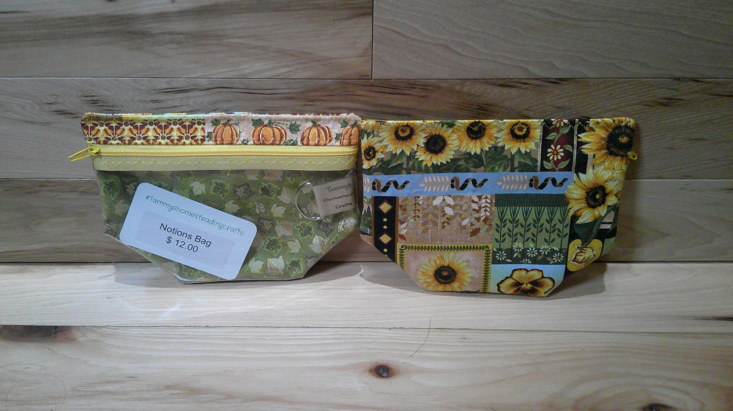 Quilt Block Fall Themes w/ leaves ~ project bags