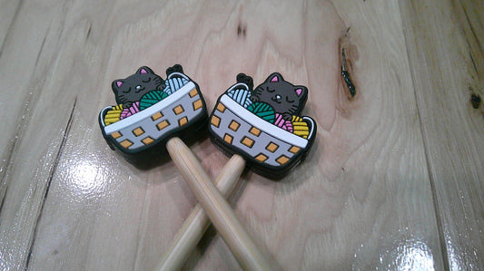Cat in yarn bowl~ stitch stoppers