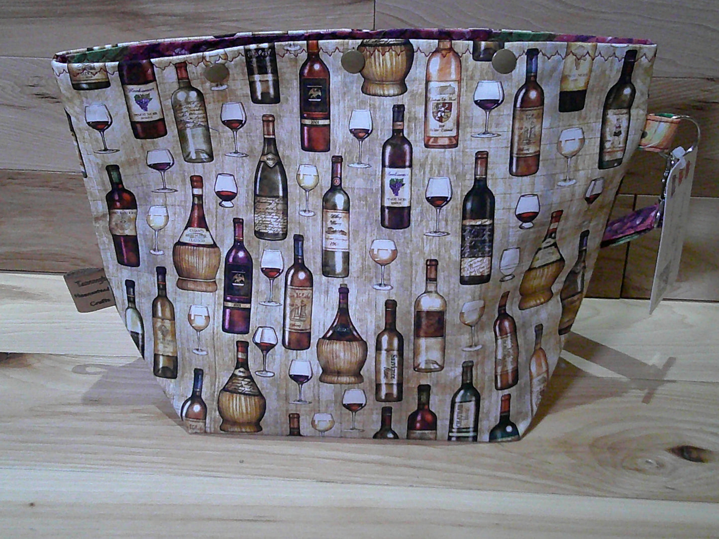 Wine bottles w/ grapes ~ project bags