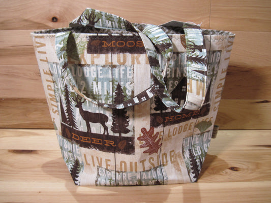 Large Tote style bag~ Deer, Moose, Lodge w/ sewn handles