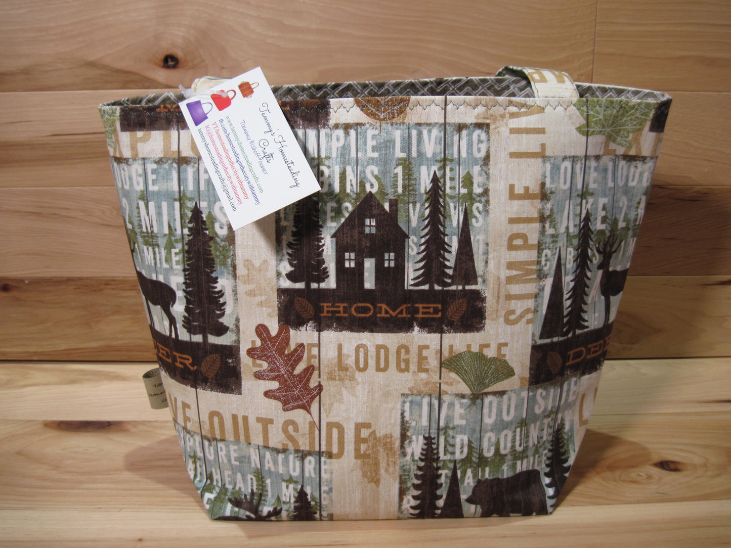 Large Tote style bag~ Deer, Moose, Lodge w/ sewn handles