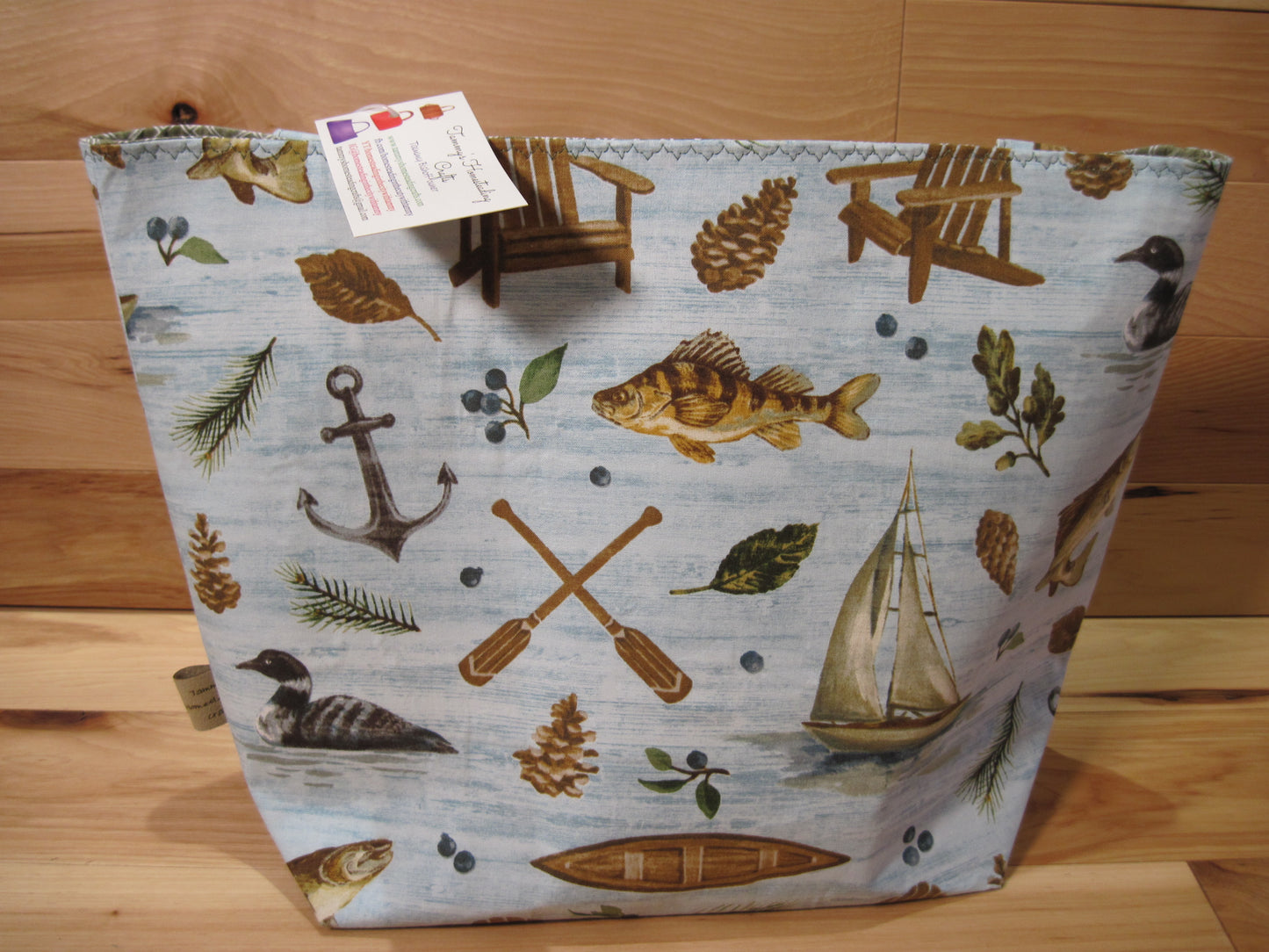 X-Large Tote Style bag ~ Fishing w/ sewn handles