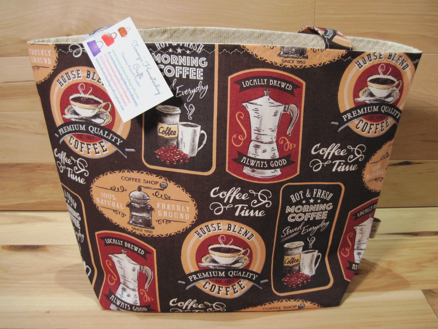X-Large Tote Style Bag ~ Vintage coffee pots w/ sewn handles