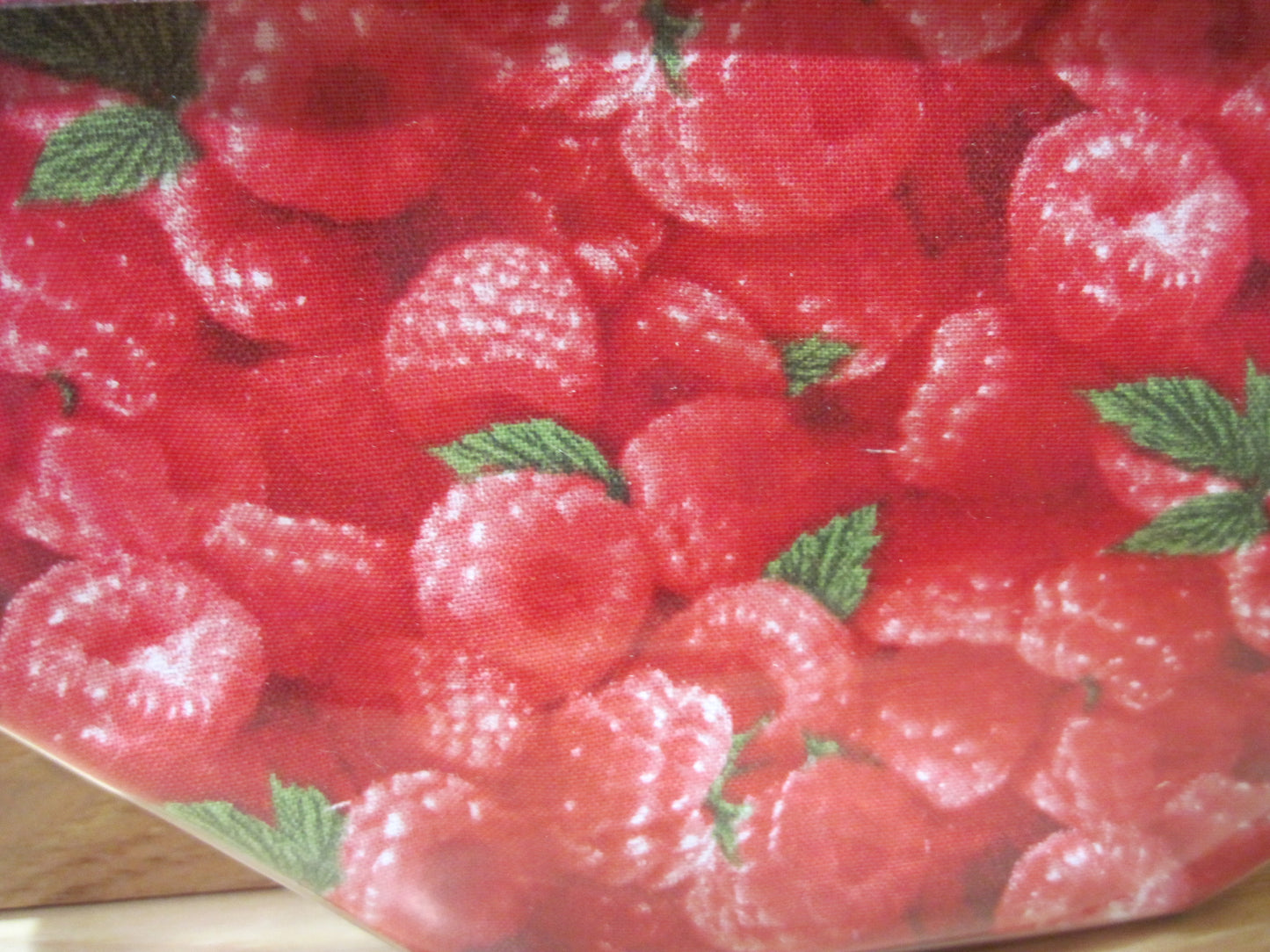 Notion's Bag Red Raspberries w/ basket weave & hot pink zipper