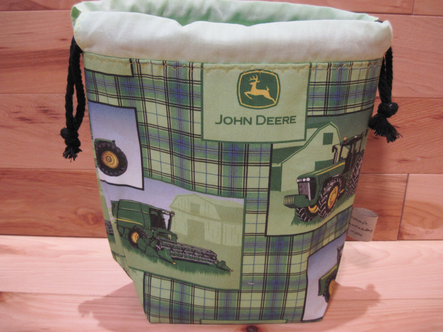 Small Drawstring John Deere Tractor/ w green project bag