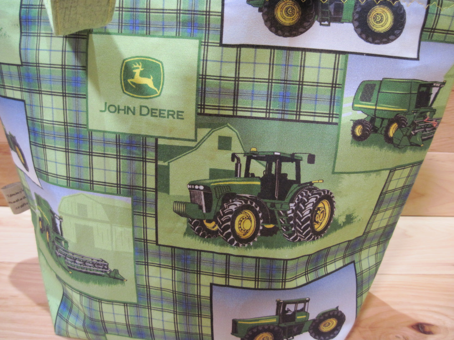 Large Tote Style Bag ~ John Deere Tractor w/ bright yellow & sewn handles