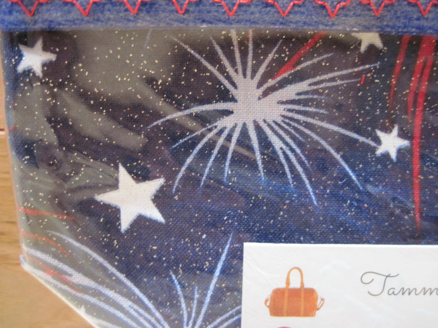 Notions Bag Blue w/ Sparkly Stars & Fireworks red w/ zipper