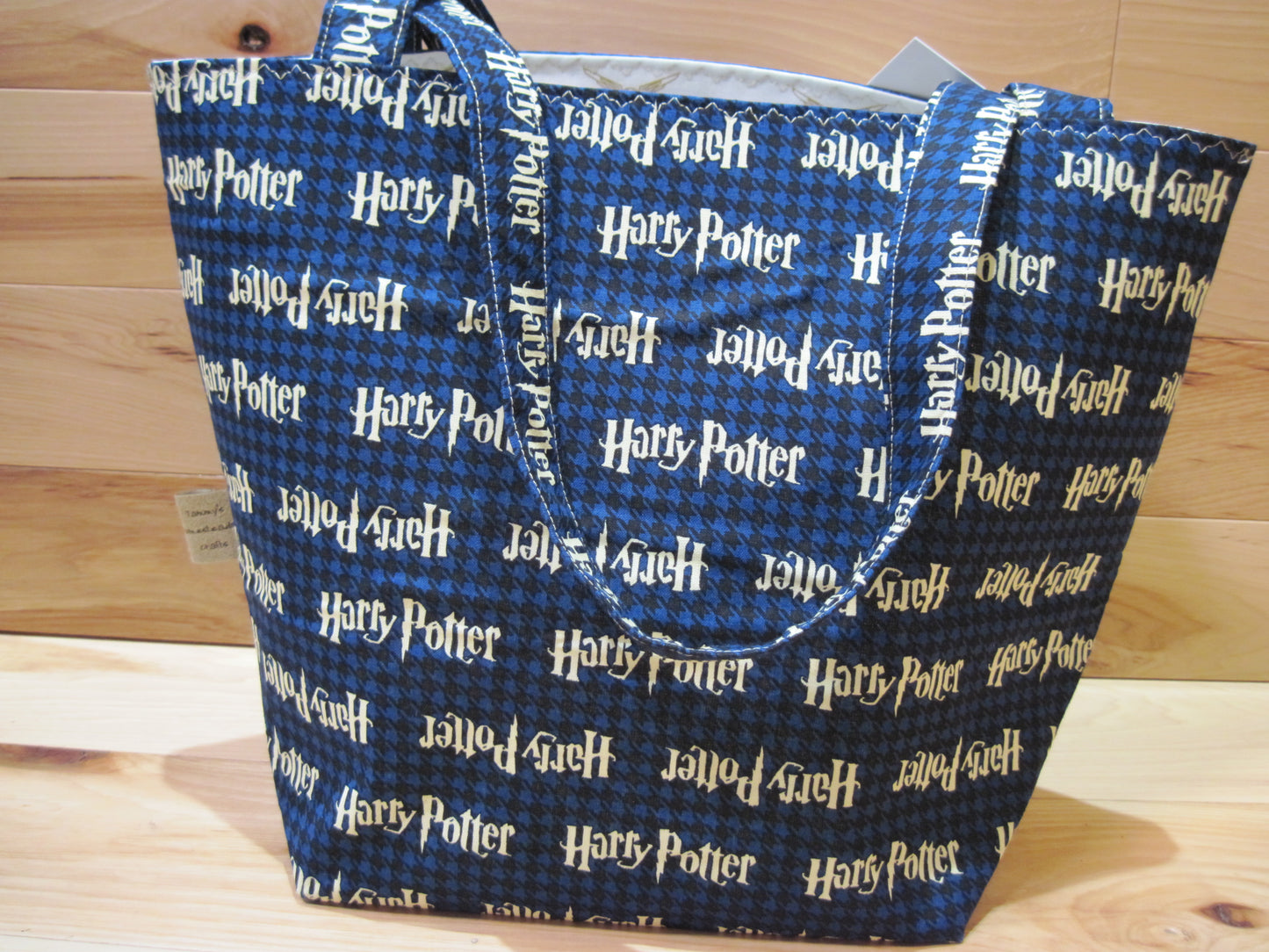 Large Tote Style Bag ~Harry Potter~ Blue w/ black checked & sewn handles