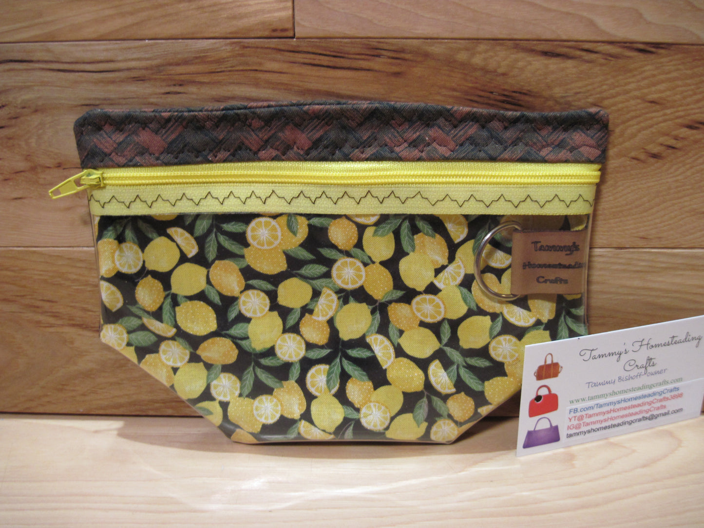 Notion's Bag Lemon w/ basket weave fabric & zipper