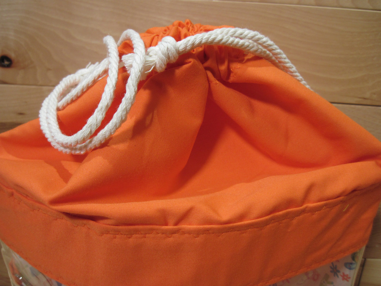 Medium Window Drawstring ~ "knit or not to knit" w/ orange