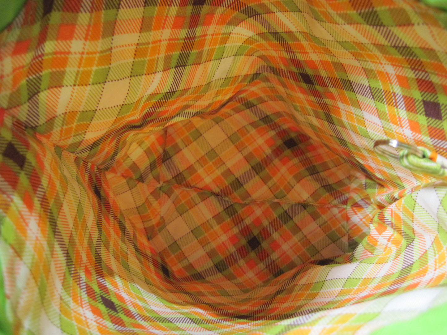 Small Drawstring ~ Pumpkin w/ plaid project bag
