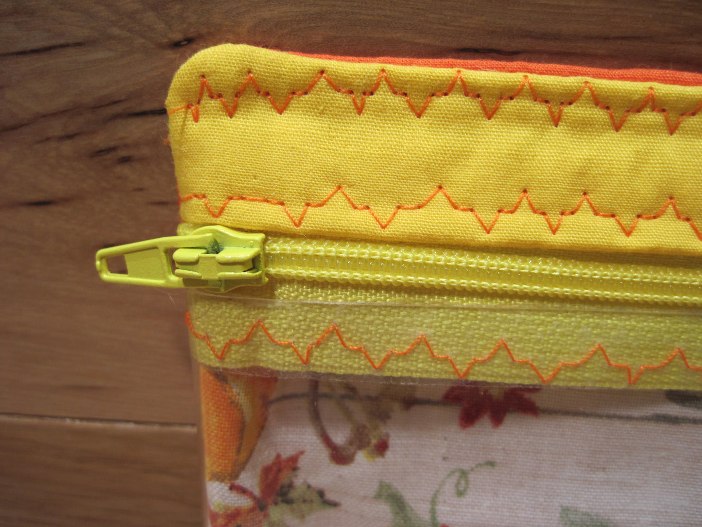 Notion's Bag ~ w/ red wagon & pumpkins, yellow & orange & zipper