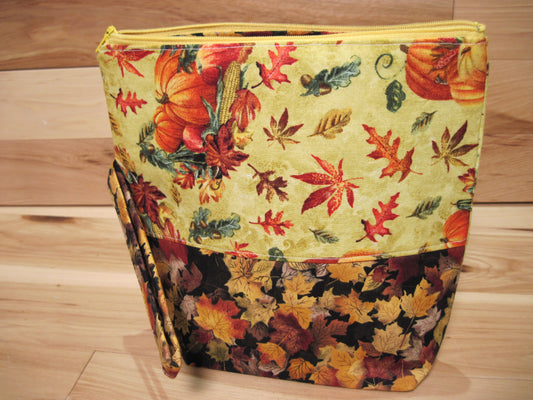 Small Leaves & Pumpkins project bag
