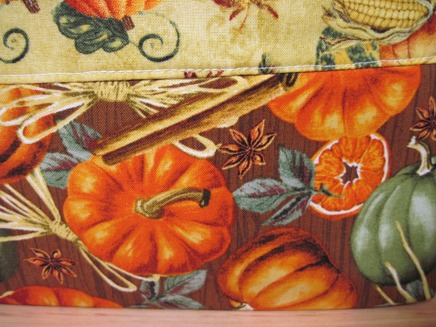 Medium Pumpkins & Leaves with inside pocket Project bag