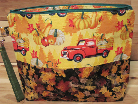 Medium Red Truck with leaves Project bag