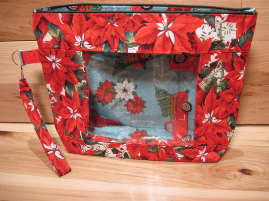 Medium Window Poinsettia with Red Truck project bag