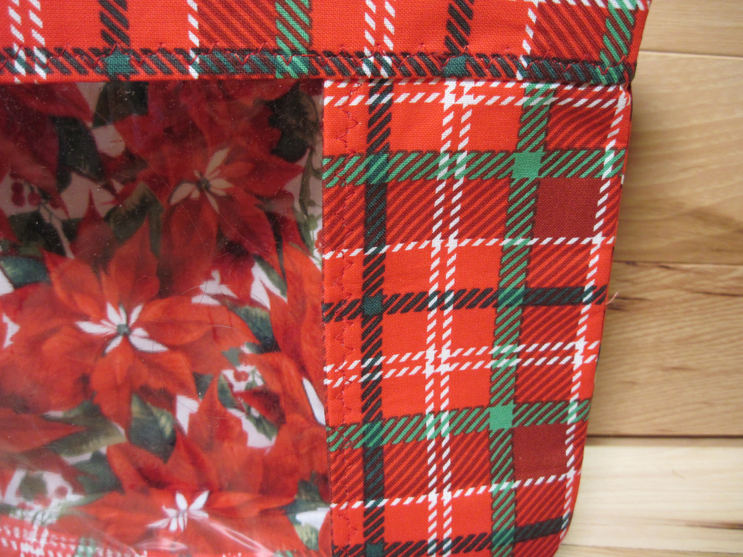Medium Windows Plaid with Poinsettia project bags
