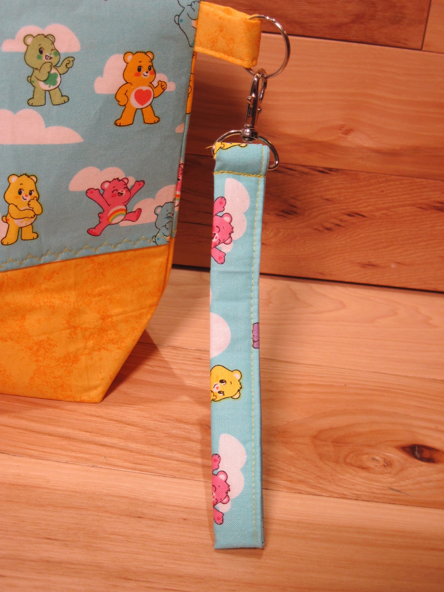 Small Care Bear with Yellow Project bag with snaps
