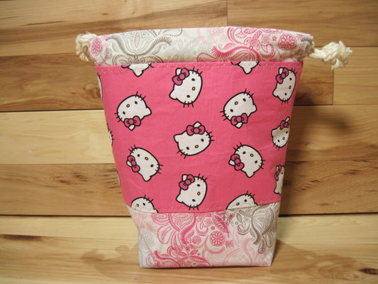 Small Drawstring Hello Kitty/Paisley Project bag