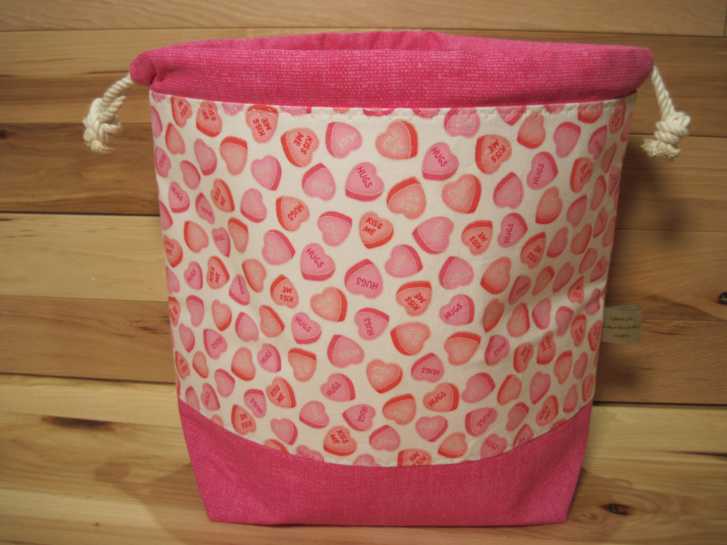 Large Drawstring Valentine's Day Conservation Hearts w/ hot pink