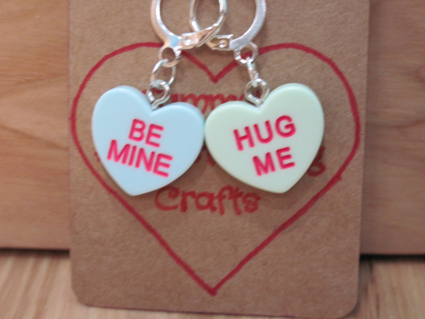 2- Conversation Hearts- stitch markers/progress keepers