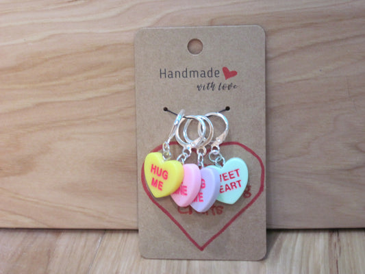 4- Conversation Hearts- stitch markers/ progress keepers