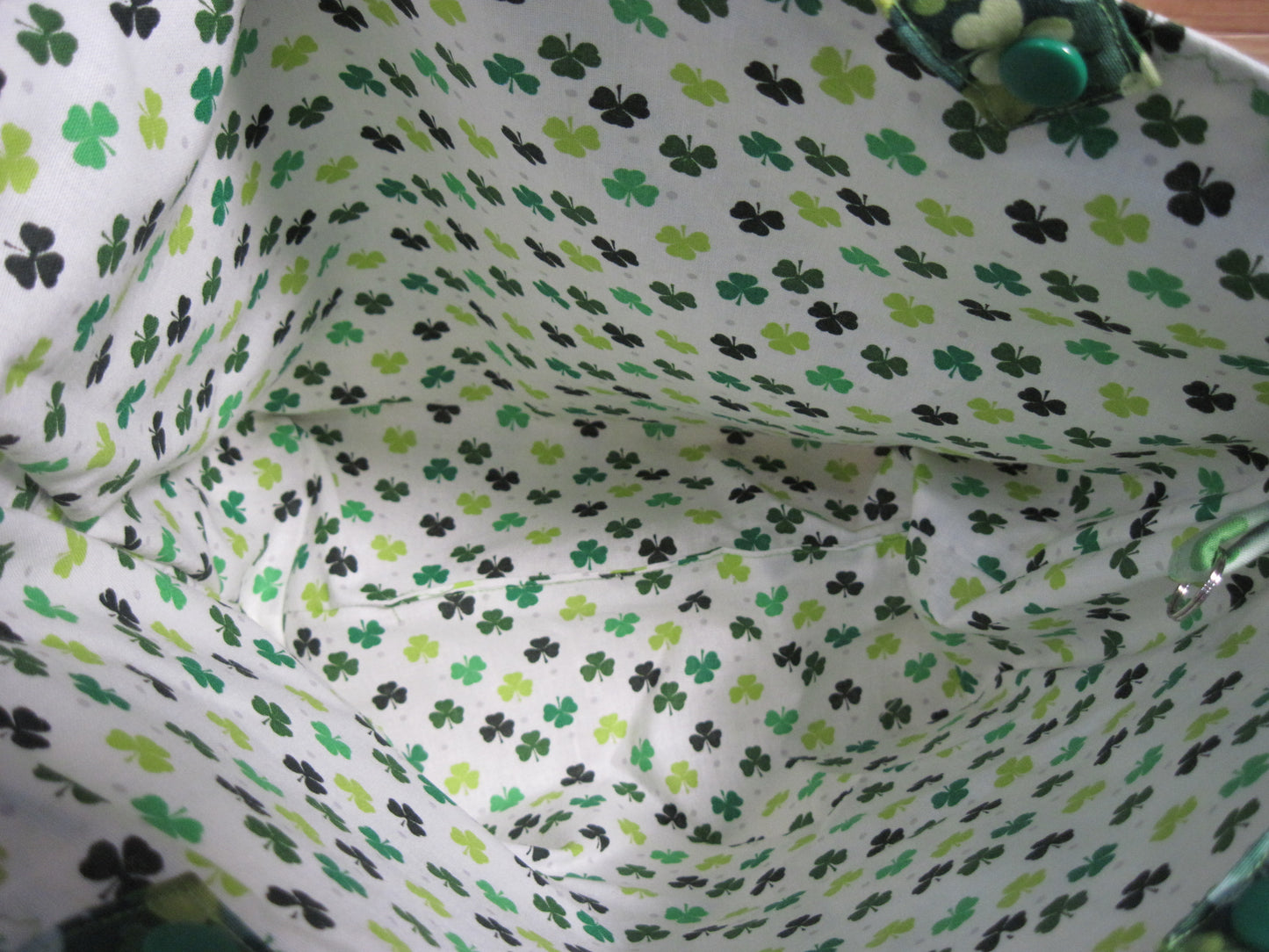 Large St. Patty's Day w/ shamrock & stripes w/ removable handles project bag