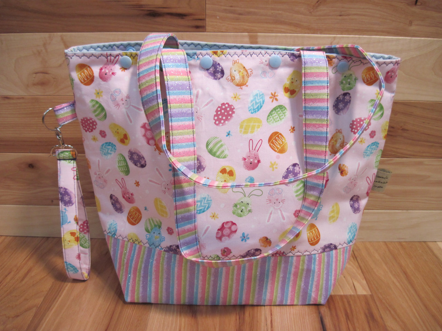 Large Easter eggs w/ stripe/ snaps/ removable handles project bag