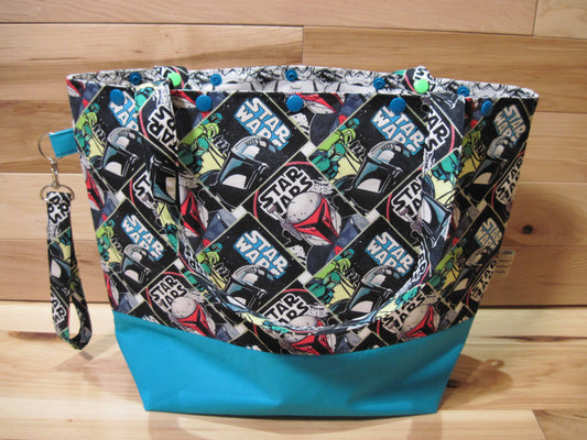 X-Large Star Wars w/teal, snaps, & removable handles project bags