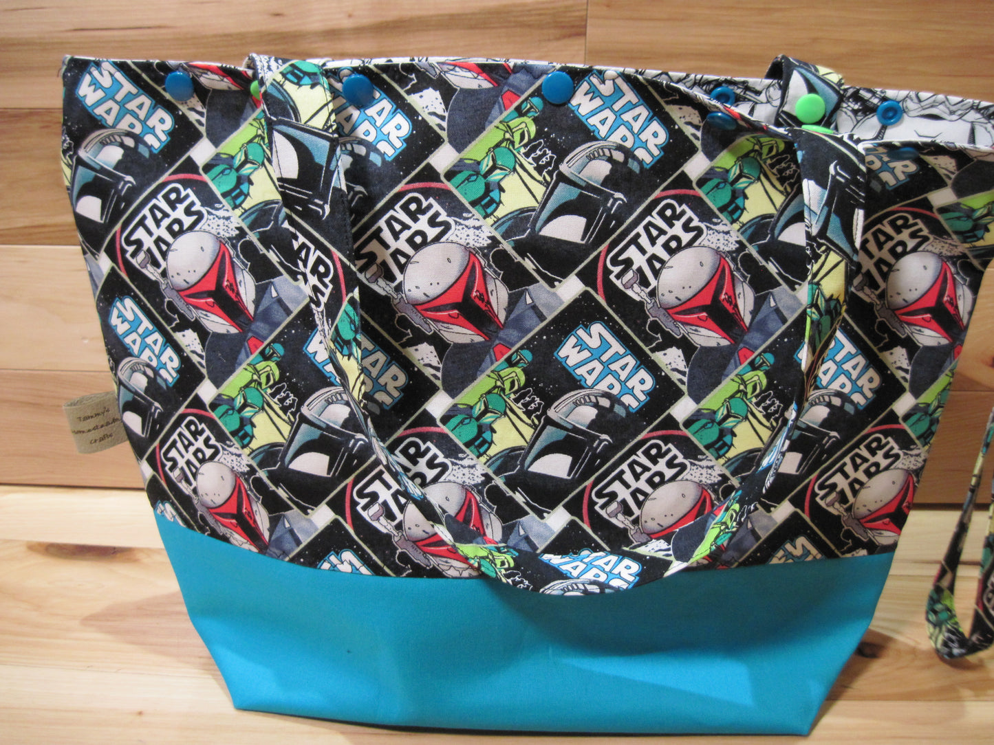 X-Large Star Wars w/teal, snaps, & removable handles project bag