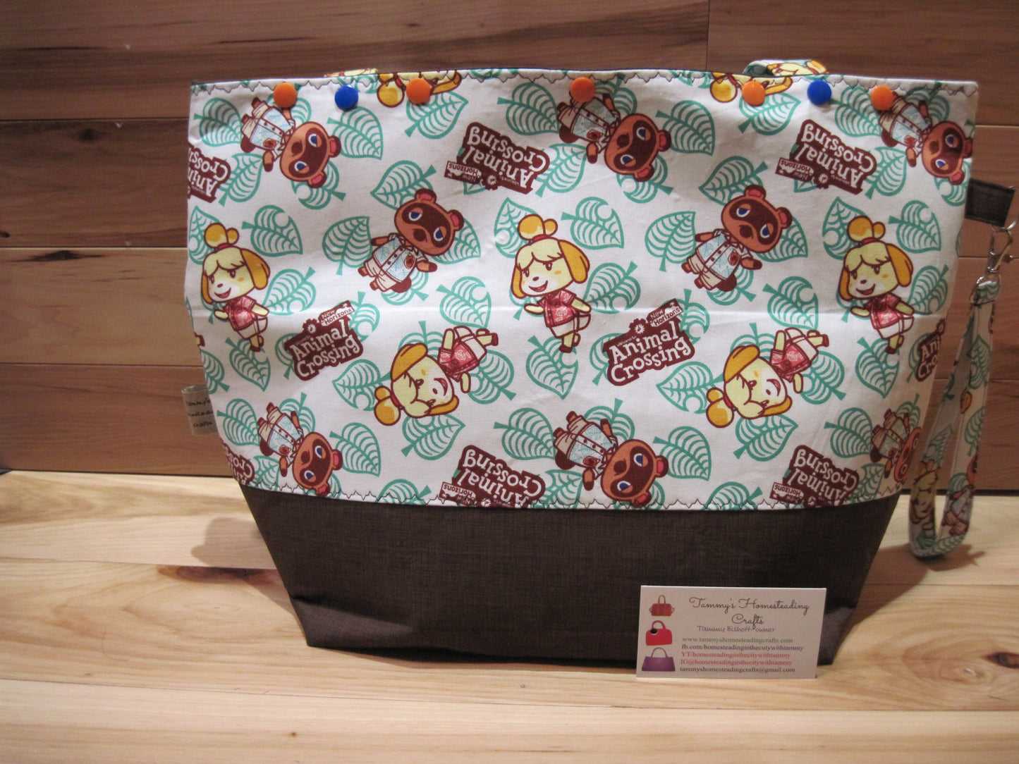 X-Large Animal Crossing w/ brown, snaps & removable handles